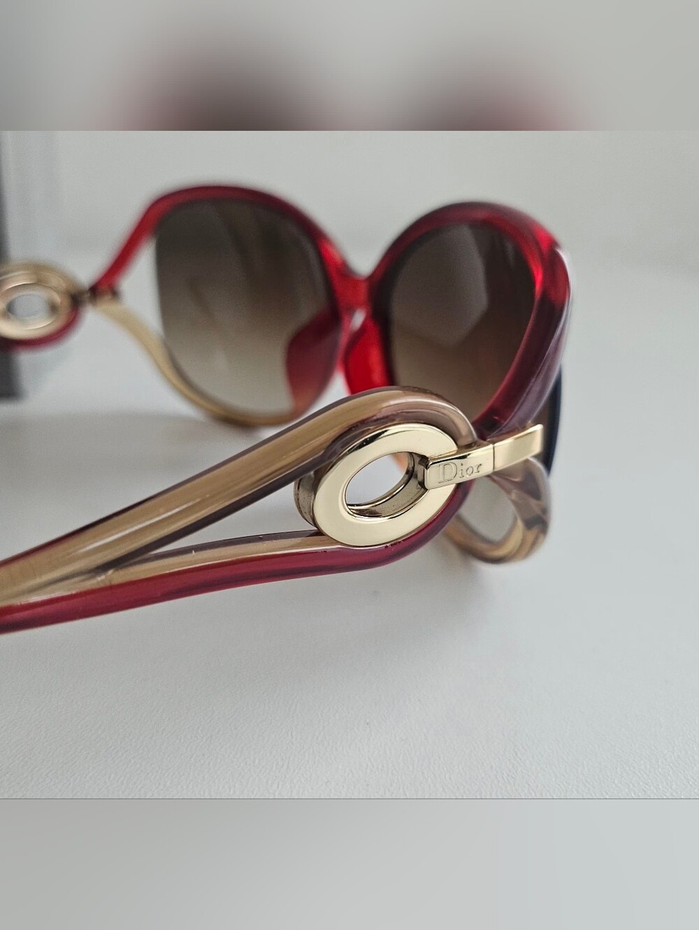 Dior Burgundy & Brown Two-tone Sunglasses - Picture 7 of 15